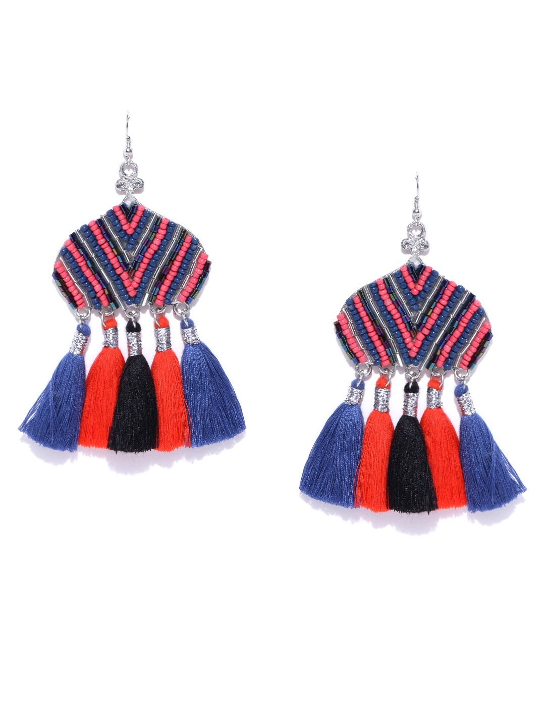 

Blueberry Blue & Orange Tasselled Drop Earrings