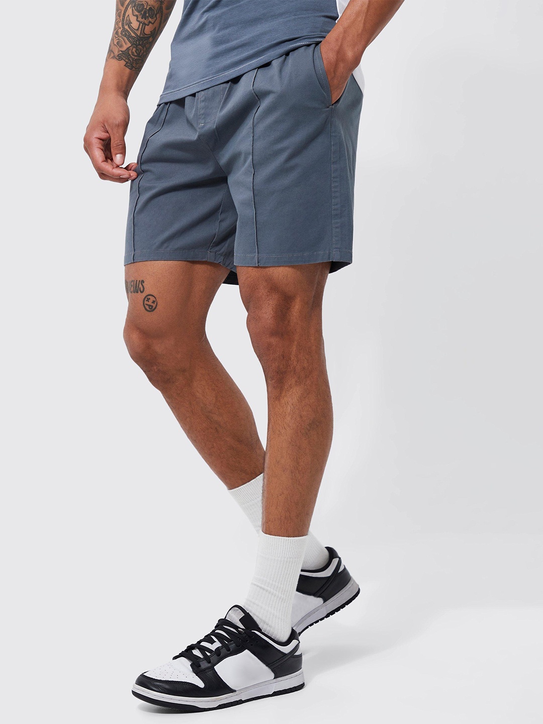 

boohooMAN Pintuck Detail Shorts, Blue