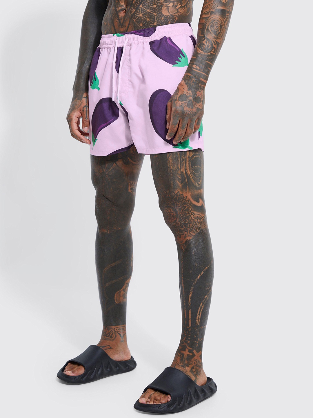 

boohooMAN Printed Swim Shorts, Lavender