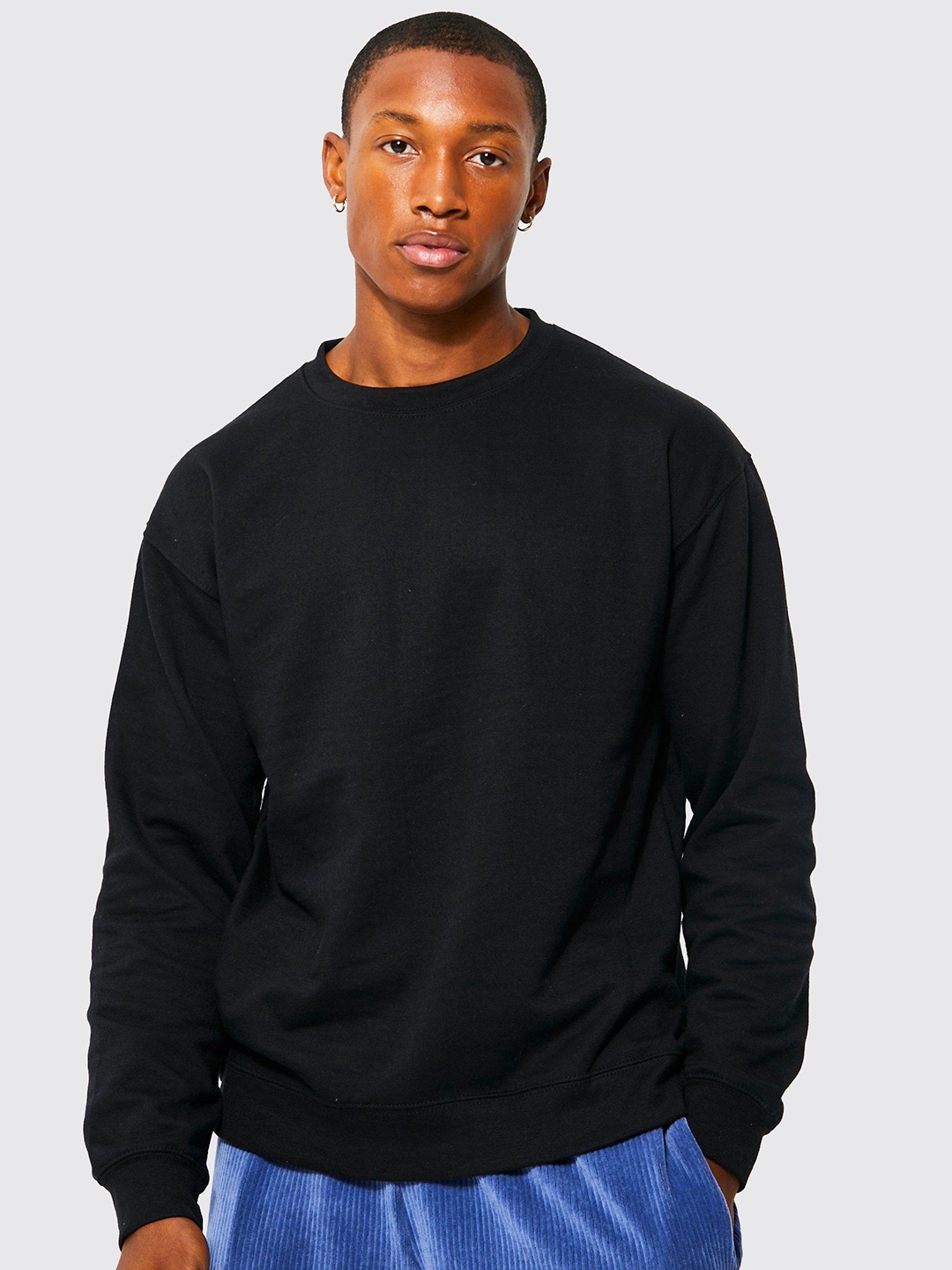 

boohooMAN Drop-Shoulder Sleeves Sweatshirt, Black