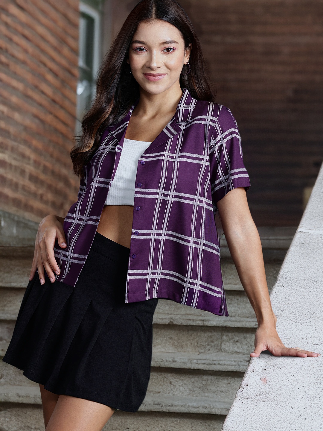 

DressBerry Checked Casual Shirt, Purple