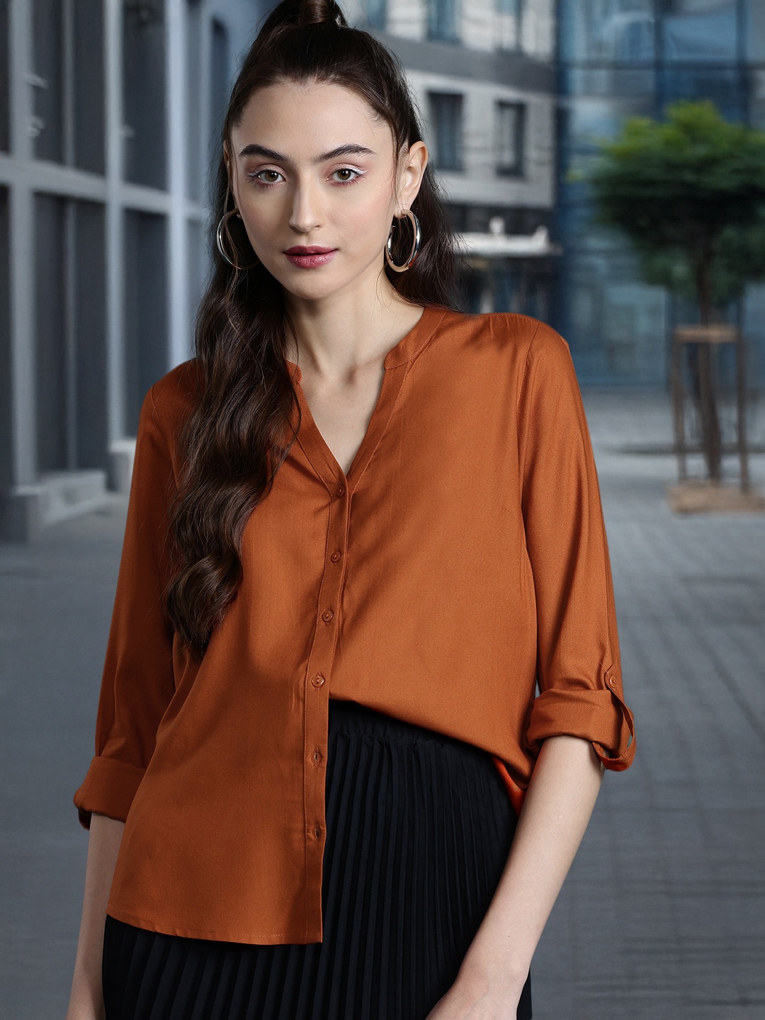 

DressBerry Women Solid Casual Shirt, Rust