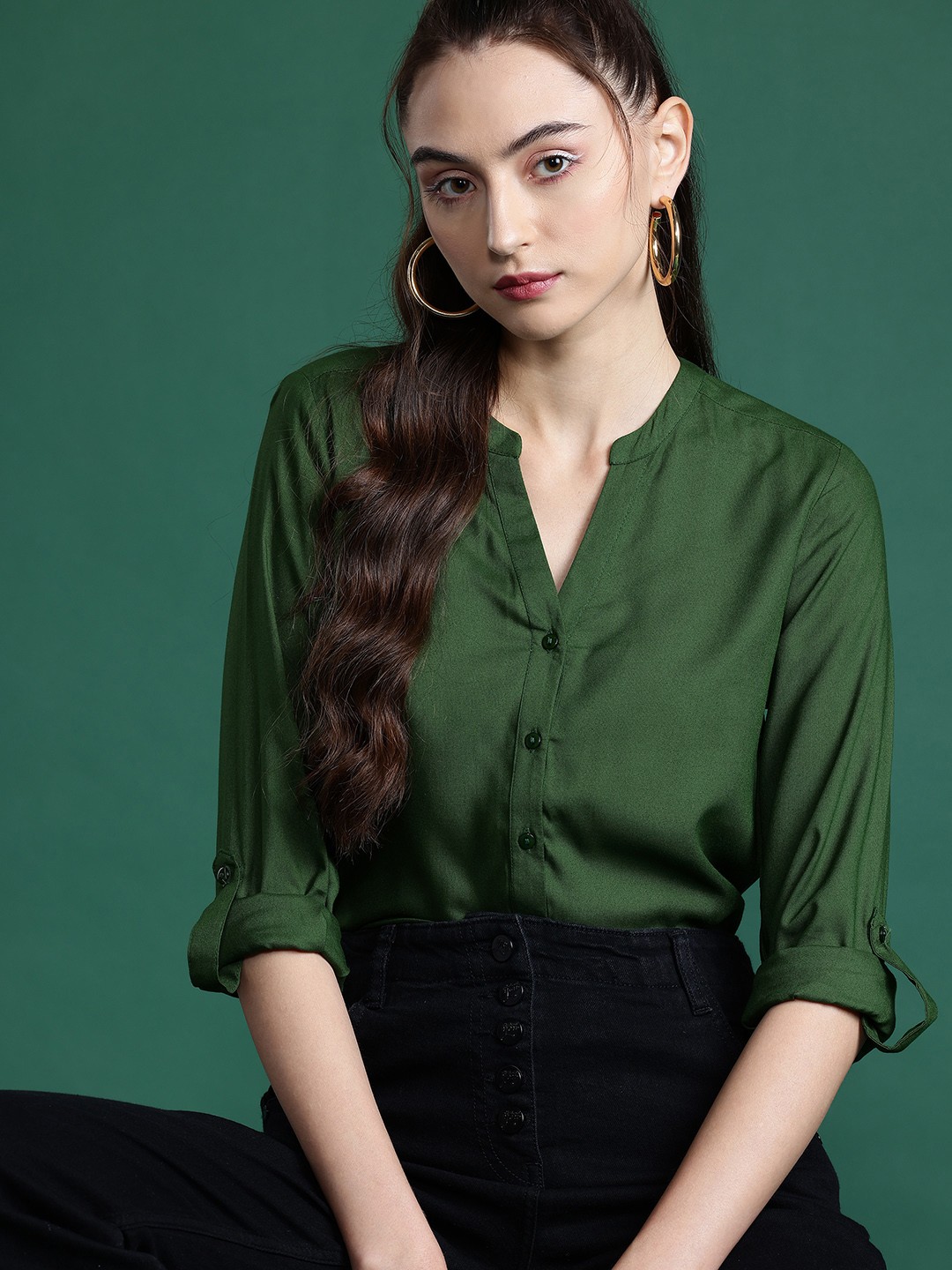 

DressBerry Women Solid Casual Shirt, Olive