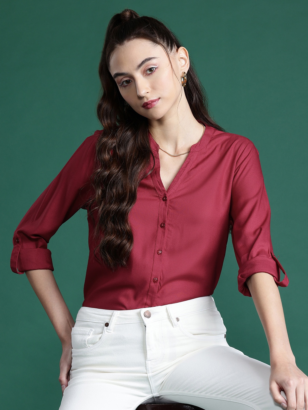 

DressBerry Women Solid Casual Shirt, Red
