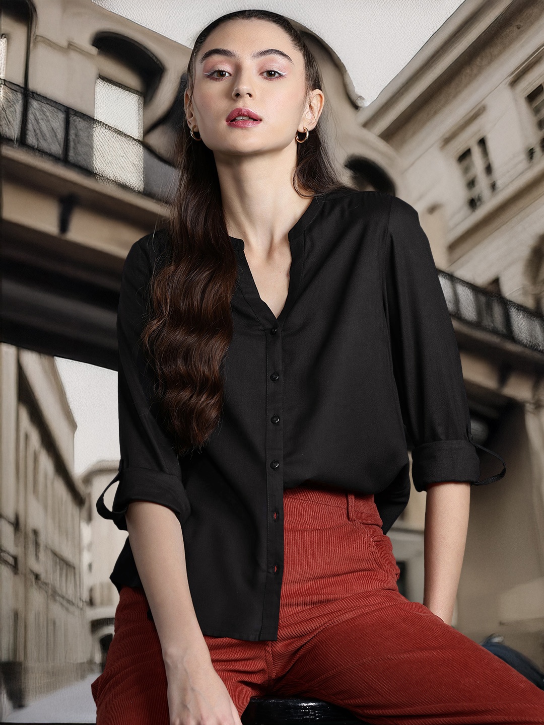 

DressBerry Women Solid Casual Shirt, Black