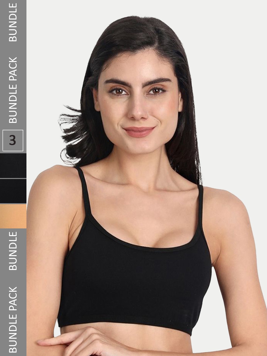 

Aimly Pack Of 3 Non-Padded Seamless Medium Coverage Cotton Sports Bra With All Day Comfort, Black