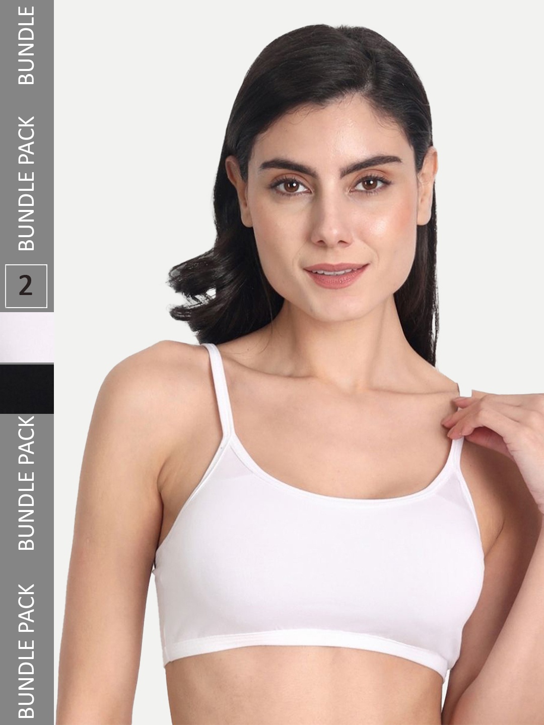 

Aimly Pack Of 2 Non-Padded Seamless Medium Coverage Cotton Sports Bra With All Day Comfort, Black