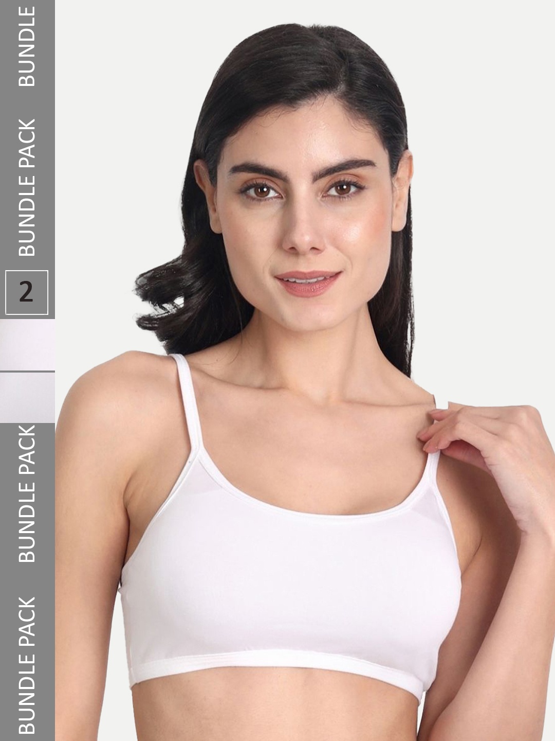 

Aimly Pack Of 2 Non-Padded Seamless Medium Coverage Cotton Sports Bra With All Day Comfort, White