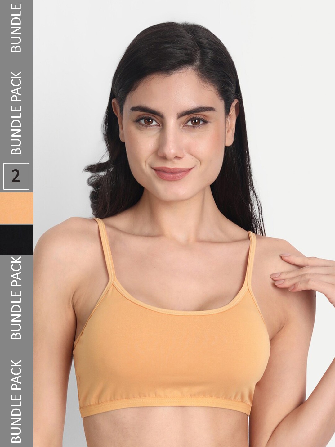 

Aimly Pack Of 2 Non-Padded Seamless Medium Coverage Cotton Sports Bra With All Day Comfort, Black