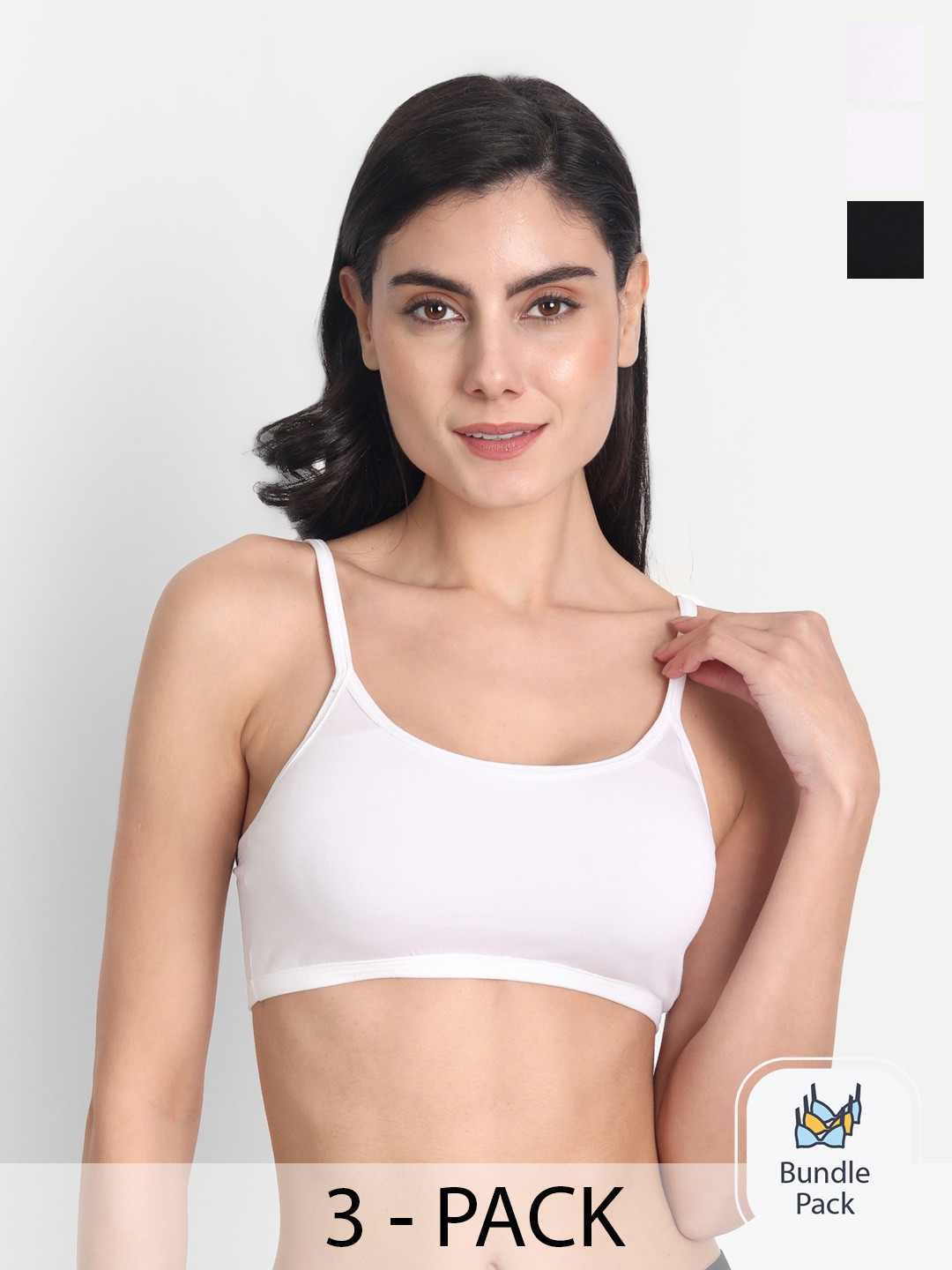 

Aimly Pack Of 3 Non-Padded Non-Wired Cotton Workout Bra With All Day Comfort, White