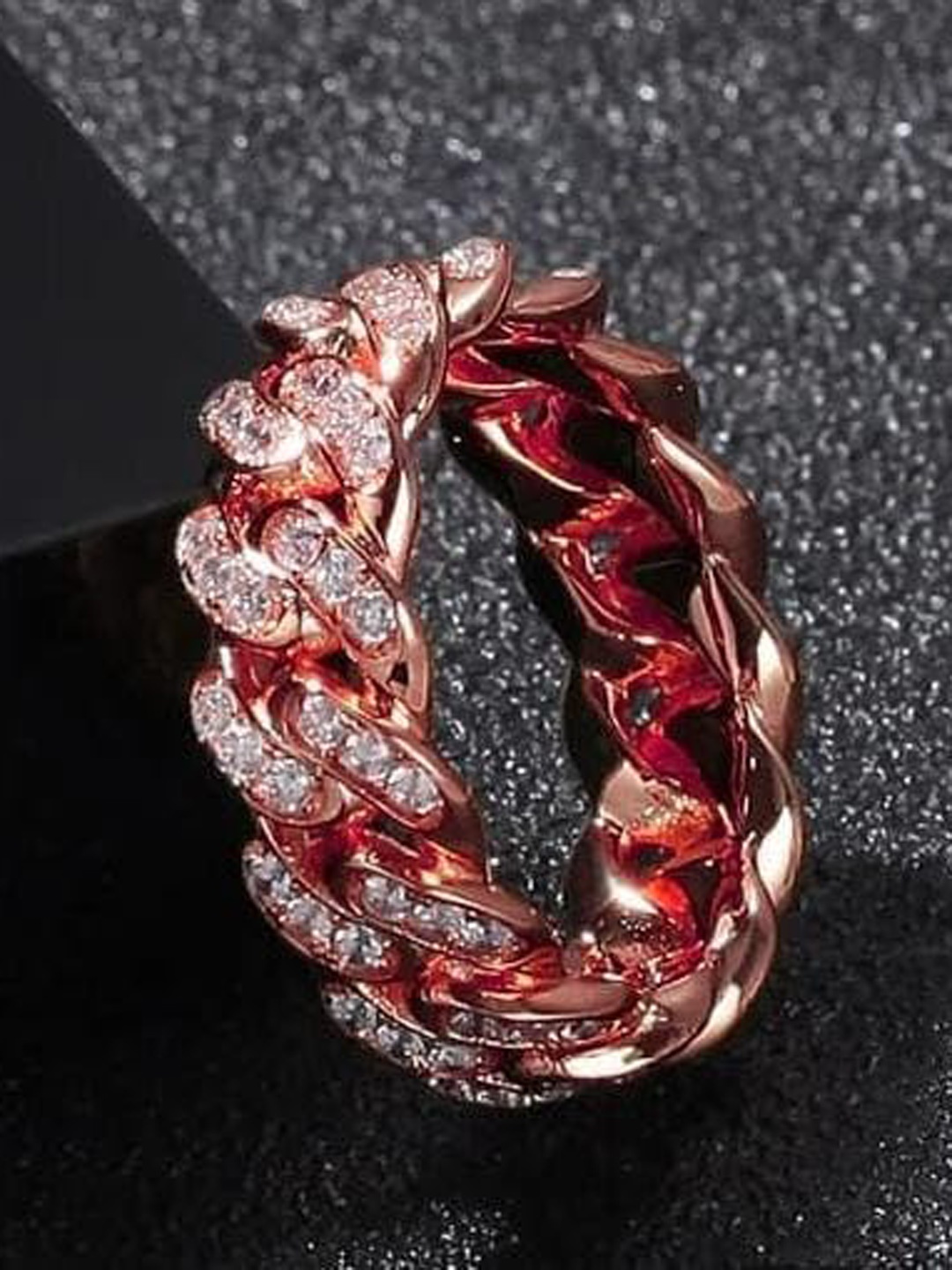 

KRYSTALZ Rose Gold-Plated Cubic Zirconia-Studded Ring