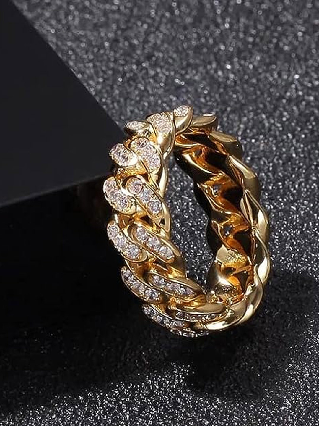 KRYSTALZ Gold-Plated Cubic Zirconia-Studded Ring