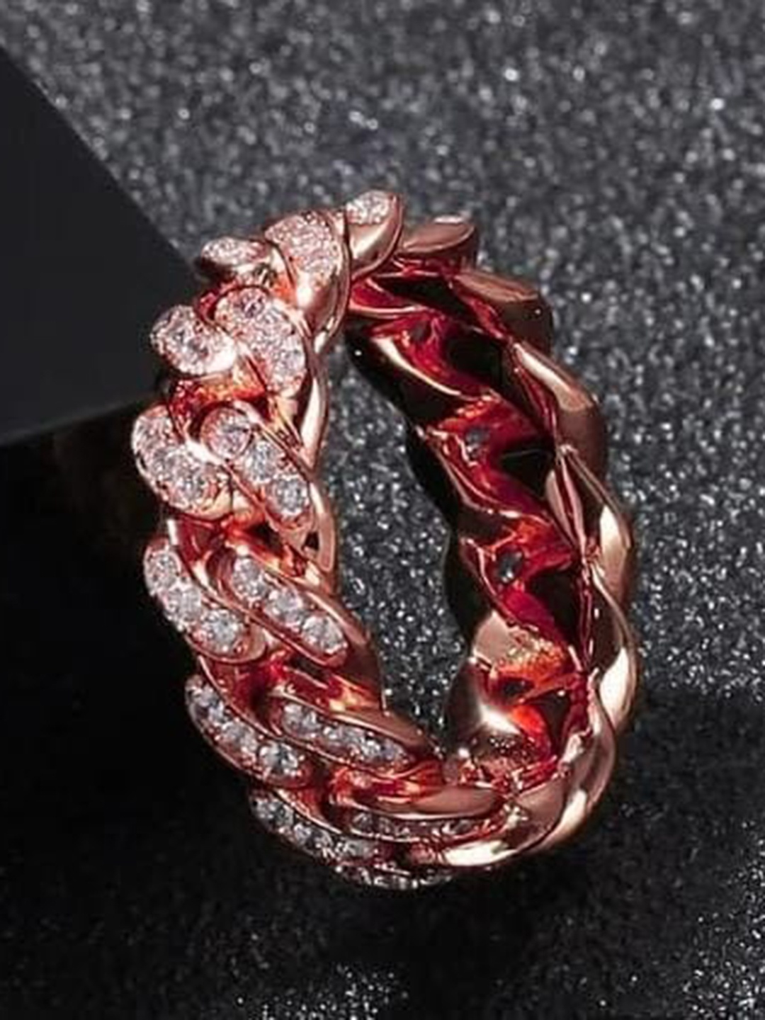 

KRYSTALZ Rose Gold-Plated Cubic Zirconia-Studded Ring