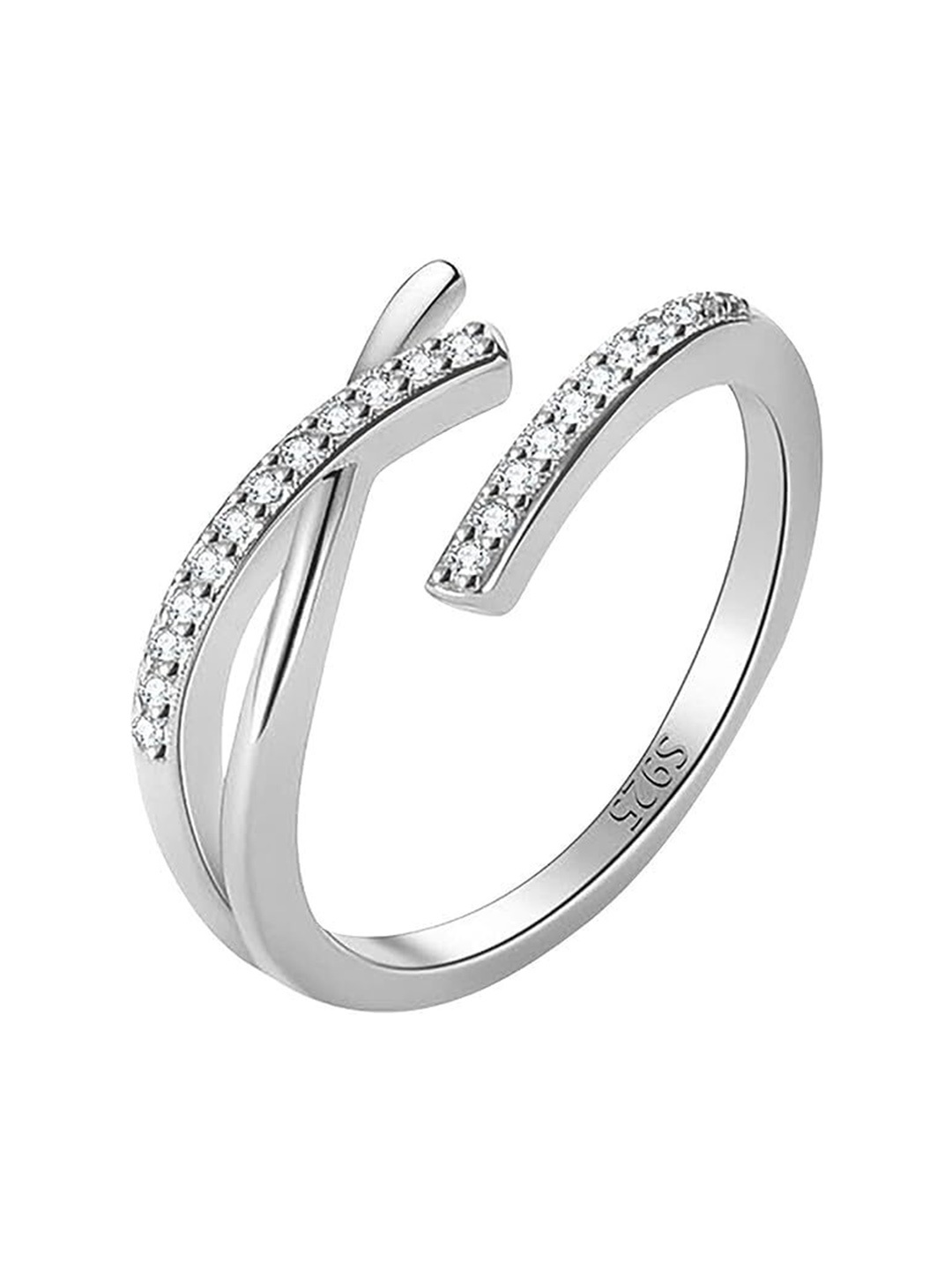 

KRYSTALZ Silver-Plated CZ-Studded Ring
