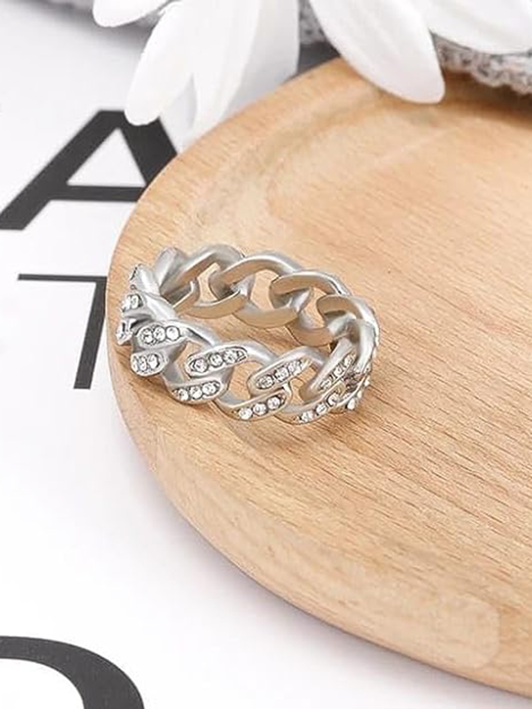 

KRYSTALZ Silver-Plated CZ-Studded Ring