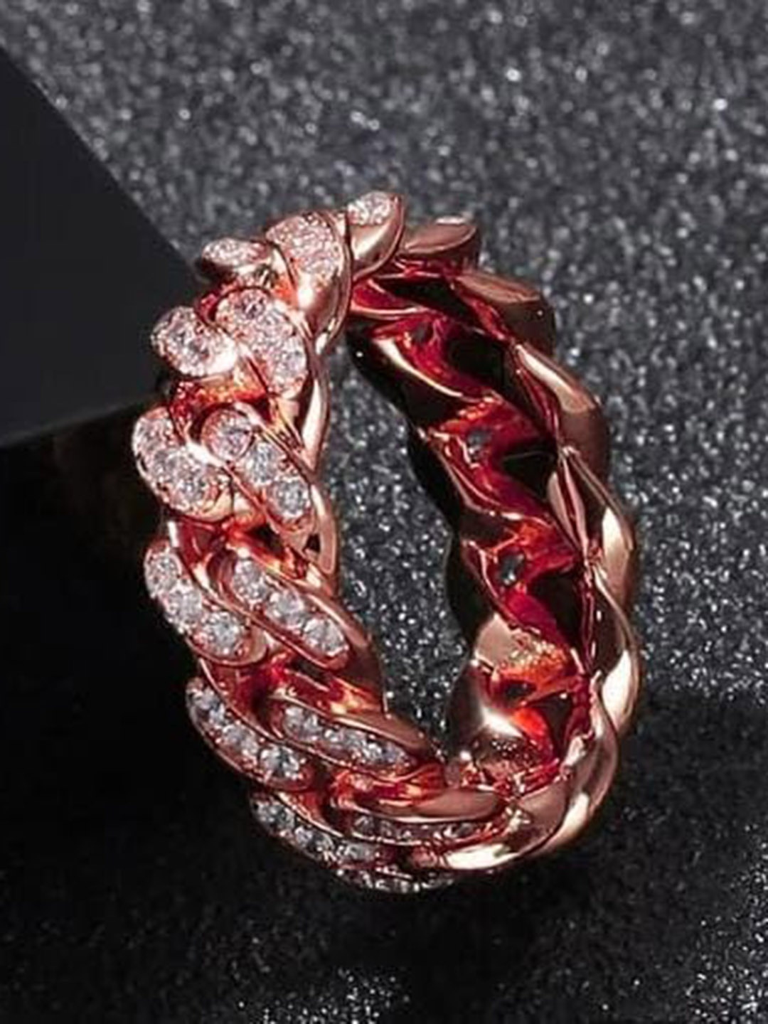 

KRYSTALZ Rose Gold-Plated CZ-Studded Ring