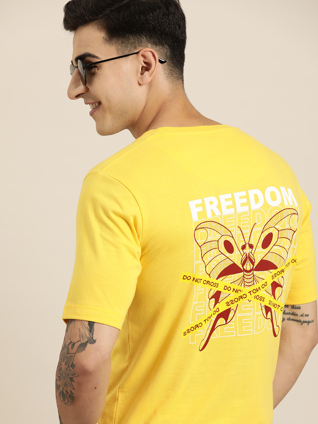 

HERE&NOW Men Graphic Printed T-shirt, Yellow