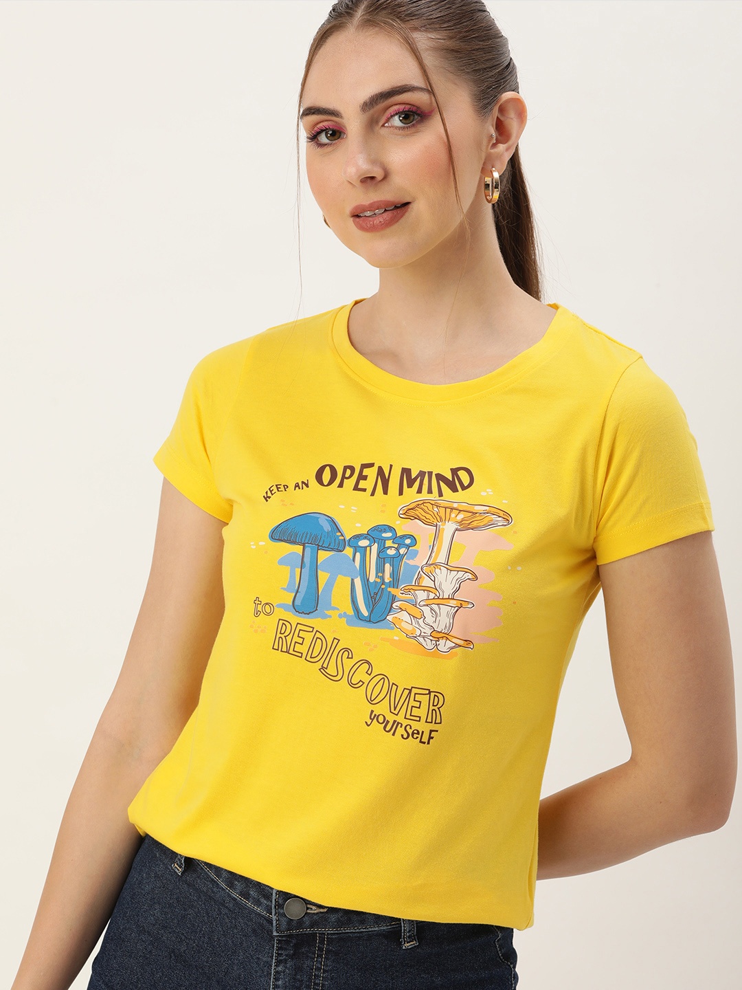 

Kook N Keech Women Graphic Printed T-shirt, Yellow