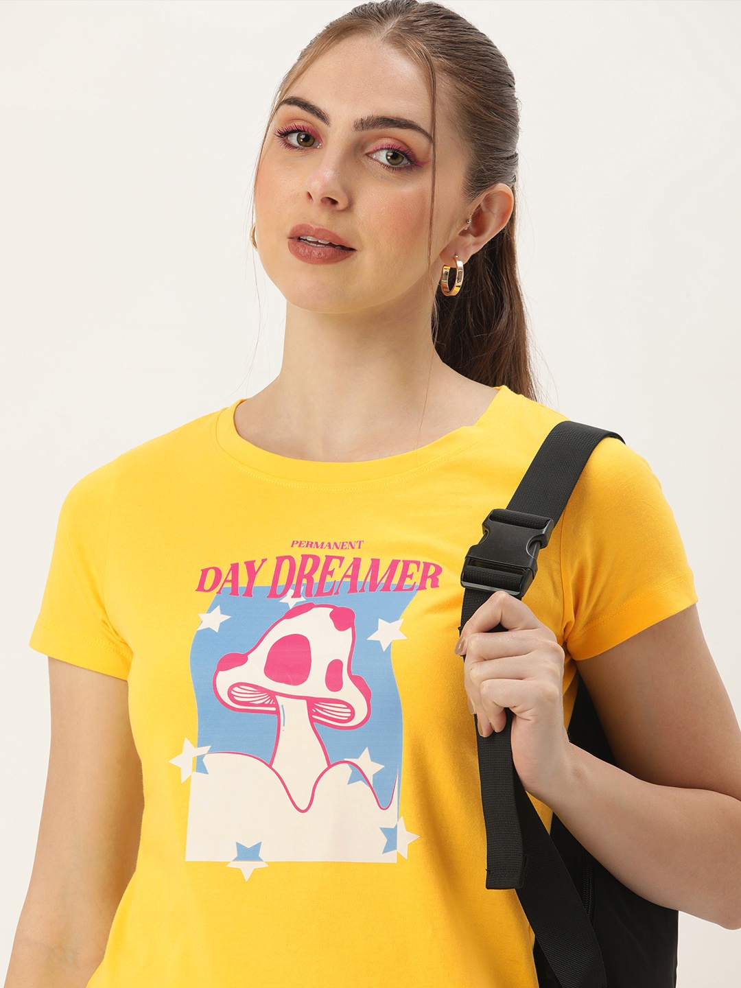 

Kook N Keech Women Graphic Printed Pure Cotton T-shirt, Yellow