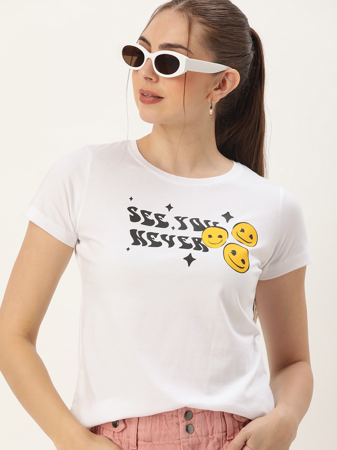 

Kook N Keech Women Typography Printed Pure Cotton T-shirt, White