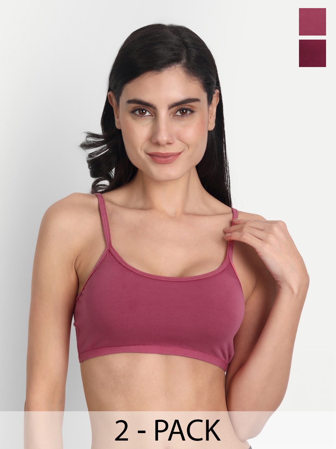 

Aimly Pack Of 2 Non-Padded Non-Wired Seamless Sports Bra With All Day Comfort, Maroon