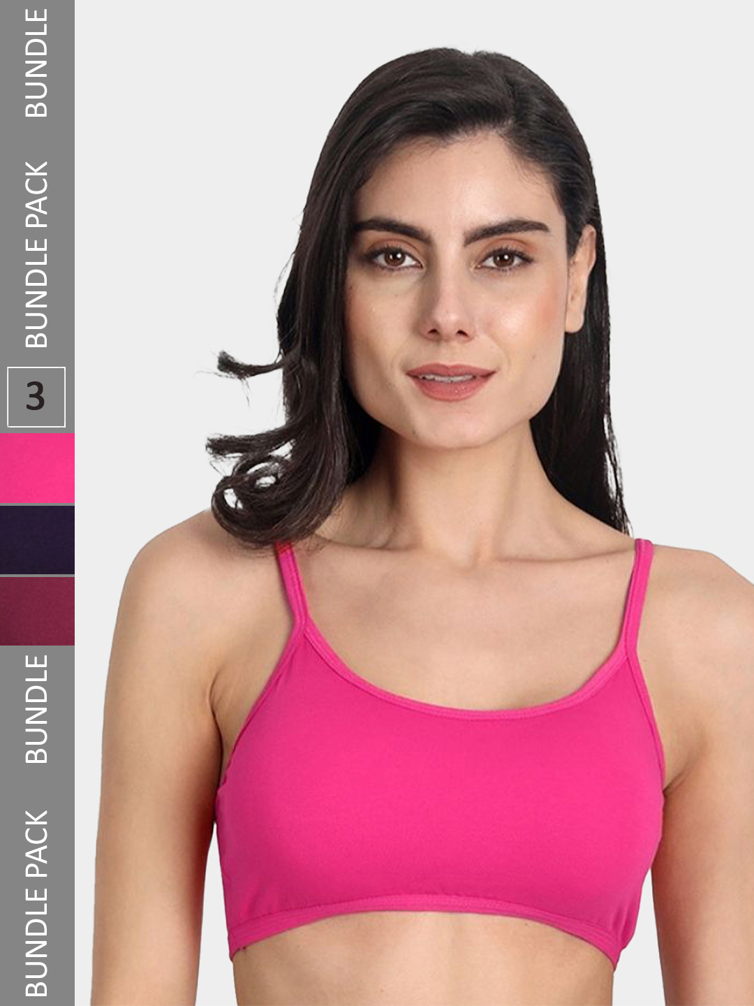

Aimly Pack Of 3 Non-Padded Seamless Medium Coverage Sports Bra With All Day Comfort, Burgundy