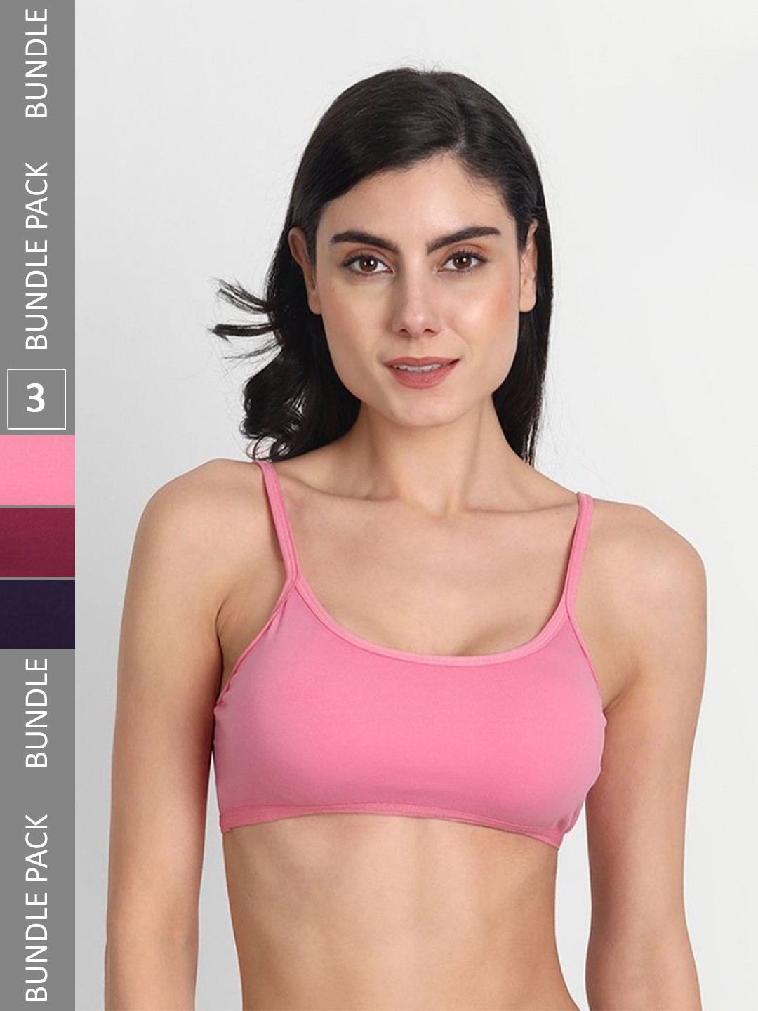 

Aimly Pack Of 3 Non-Padded Seamless Medium Coverage Sports Bra With All Day Comfort, Black