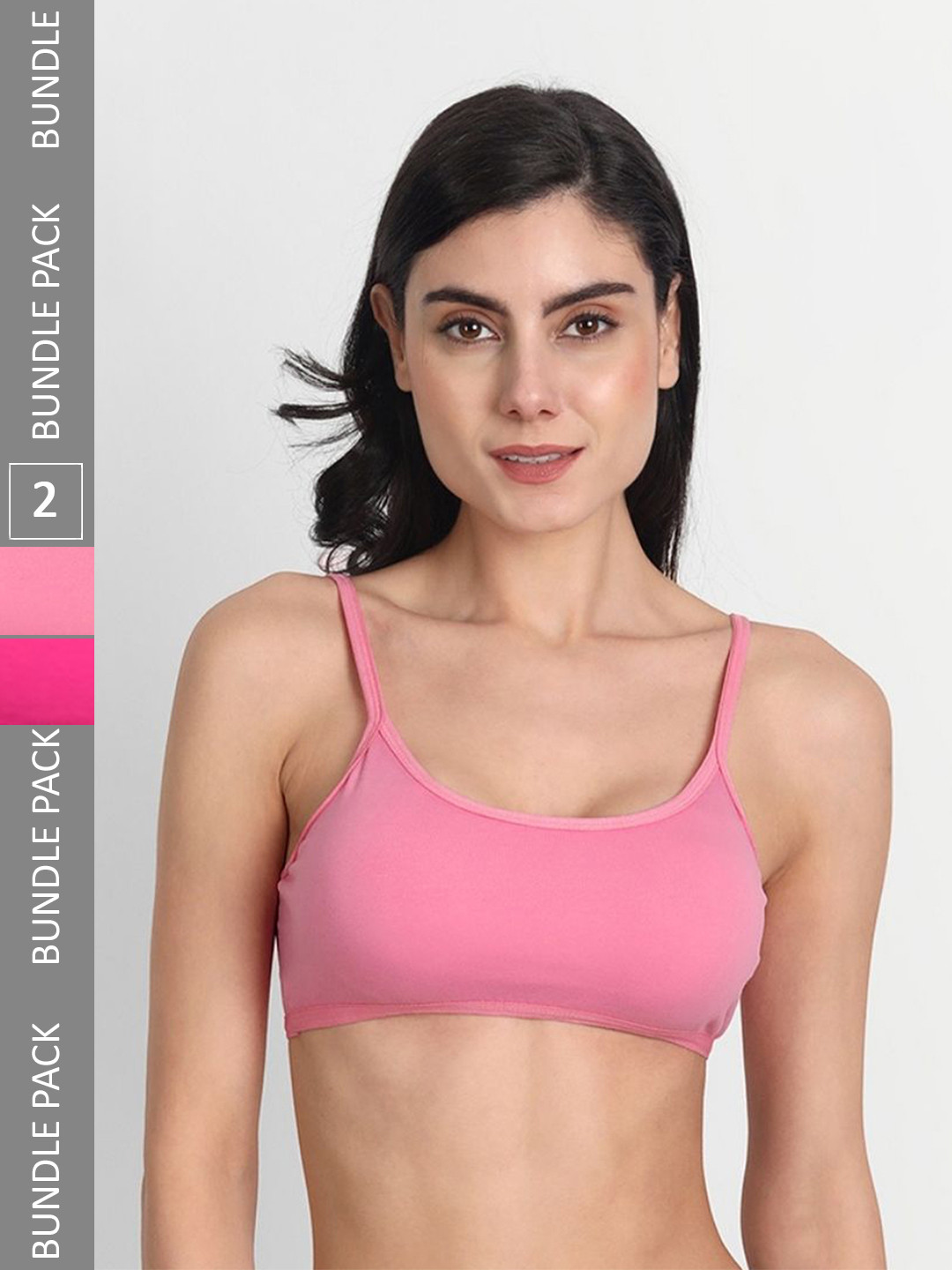 

Aimly Pack Of 2 Non-Padded Seamless Medium Coverage Sports Bra With All Day Comfort, Pink
