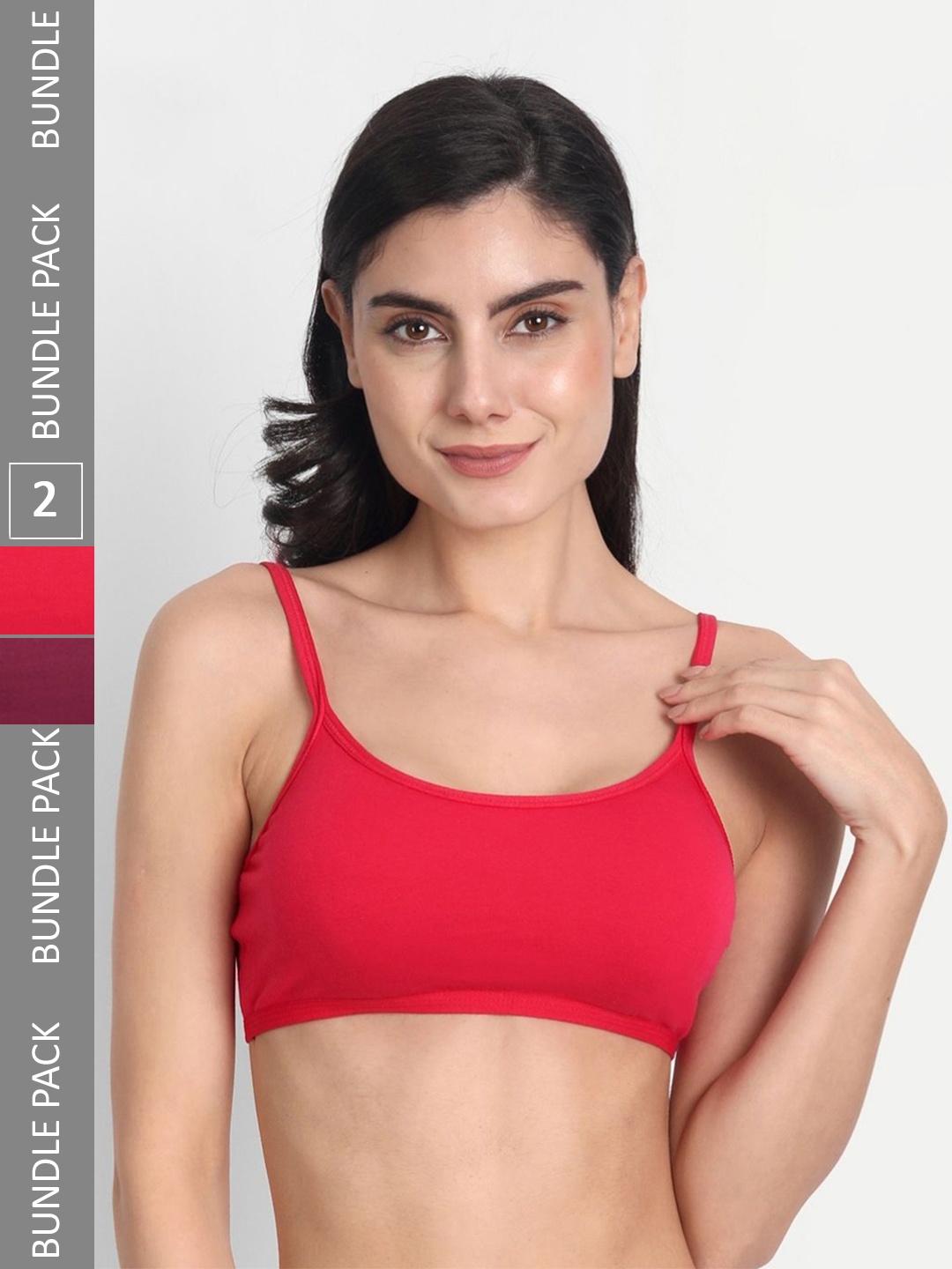 

Aimly Pack Of 2 Non-Padded Seamless Medium Coverage Sports Bra With All Day Comfort, Red