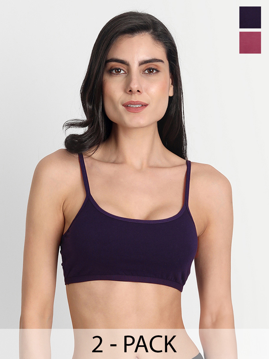 

Aimly Pack Of 2 Non-Wired Non-Padded Seamless Sports Workout Bra With All Day Comfort, Black
