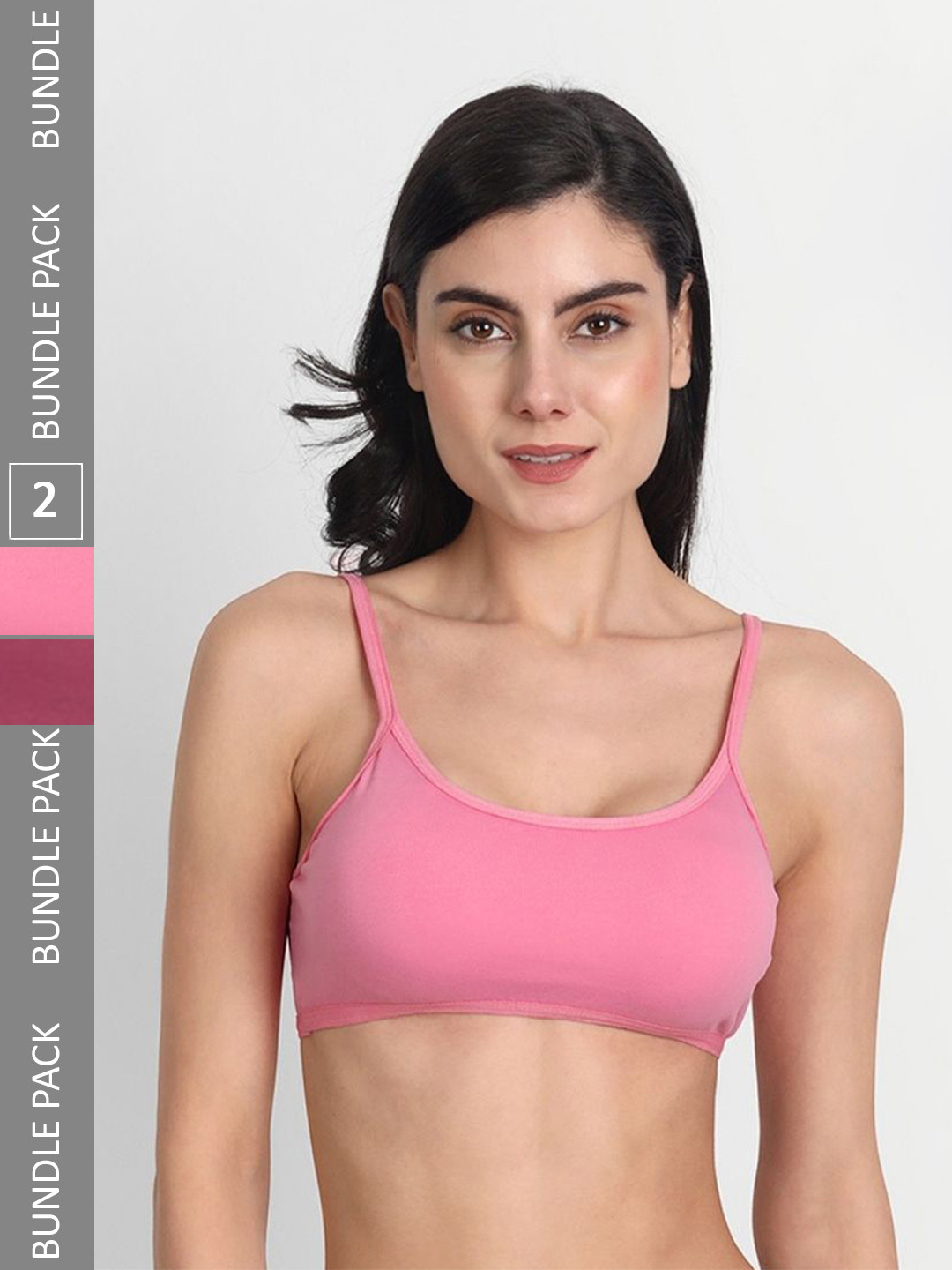 

Aimly Pack Of 2 Non-Padded Seamless Medium Coverage Sports Bra With All Day Comfort, Pink
