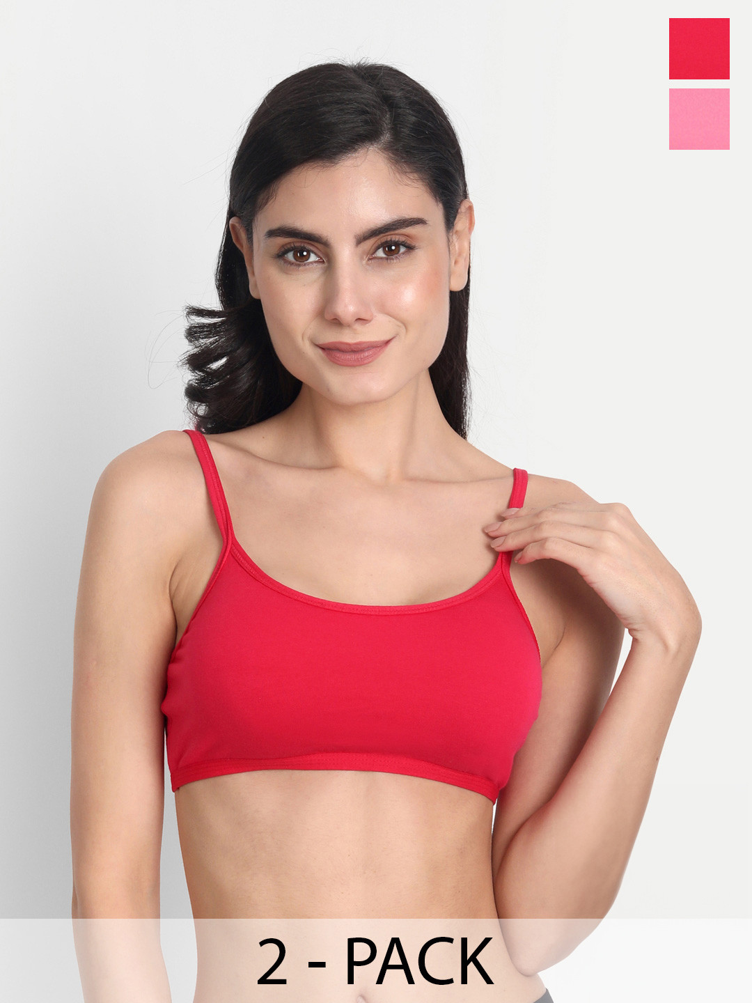 

Aimly Pack Of 2 Non-Padded Non Wired Seamless Workout Bra With All Day Comfort, Pink