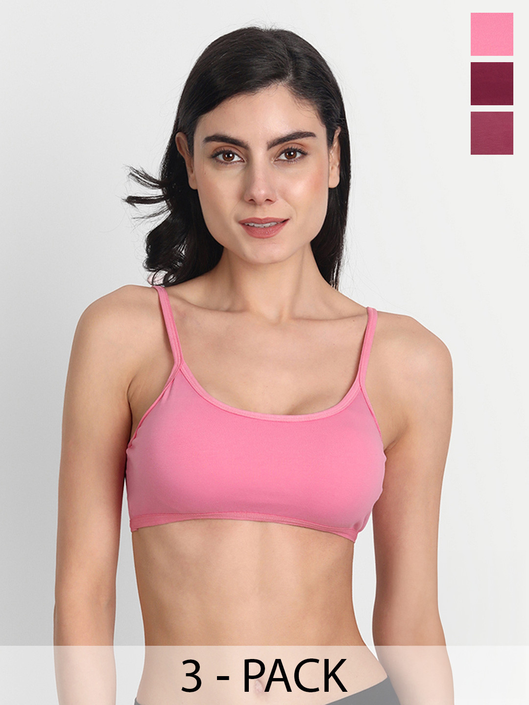 

Aimly Pack Of 3 High Support Seamless Medium Coverage Sports Bras With All Day Comfort, Pink