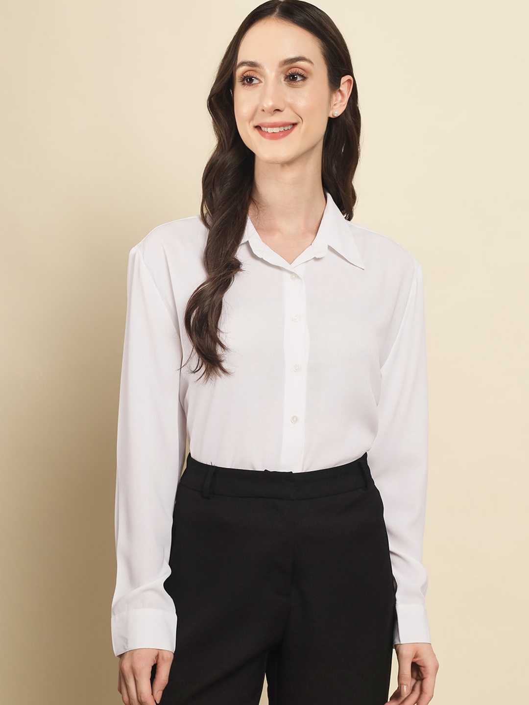 

Trend Arrest Contemporary Spread Collar Opaque Formal Shirt, White
