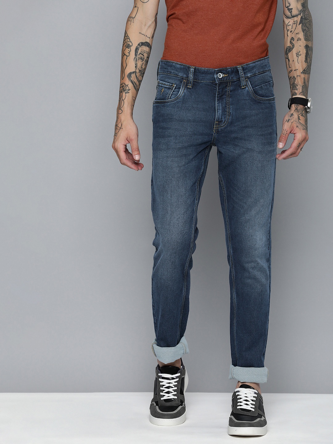 

Indian Terrain Men Brooklyn Slim Fit Light Fade Stretchable Jeans, Blue