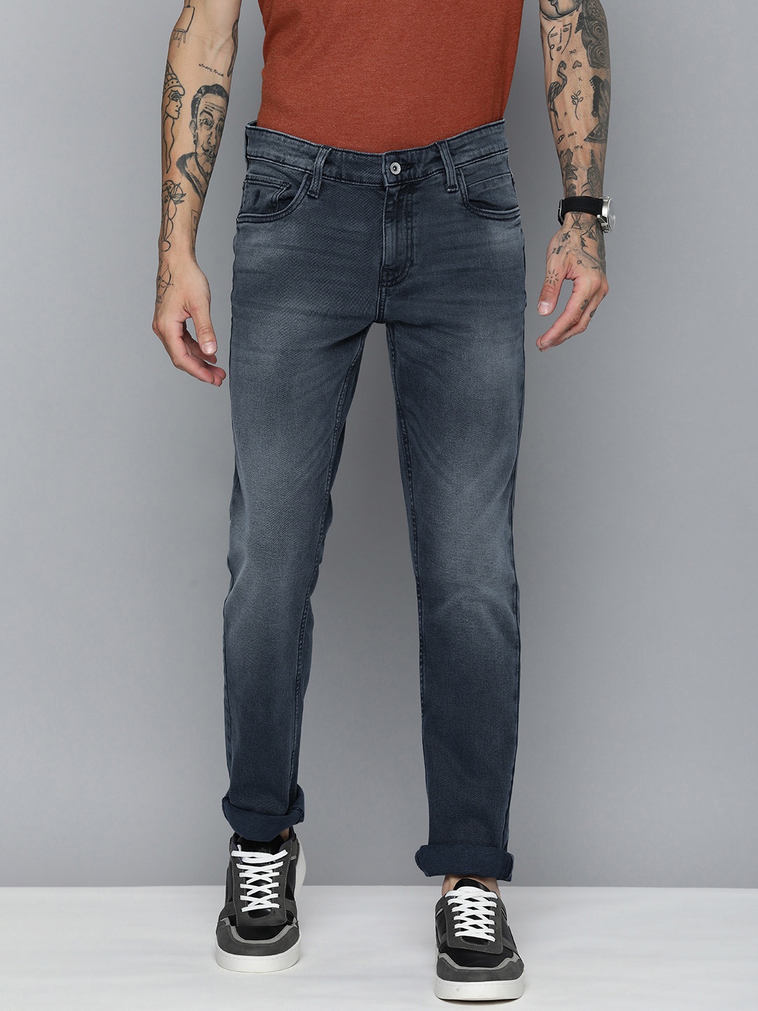 

Indian Terrain Men Brooklyn Slim Fit Light Fade Stretchable Jeans, Blue