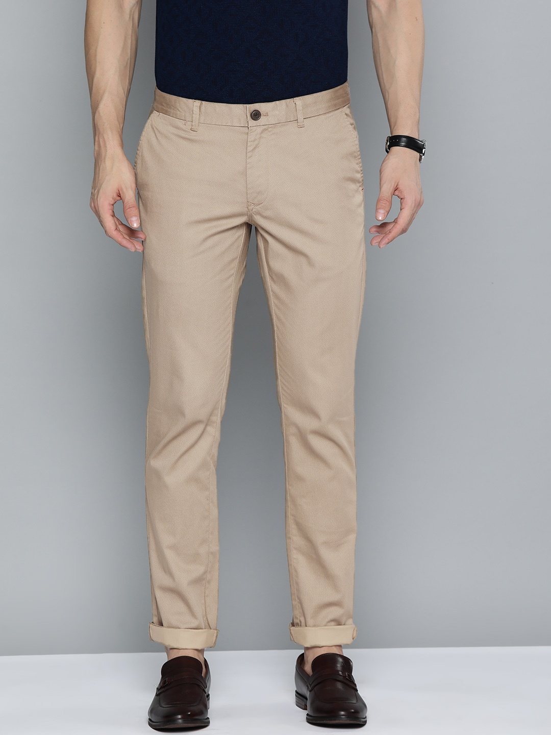 

Indian Terrain Men Brooklyn Slim Fit Chinos Trousers, Taupe