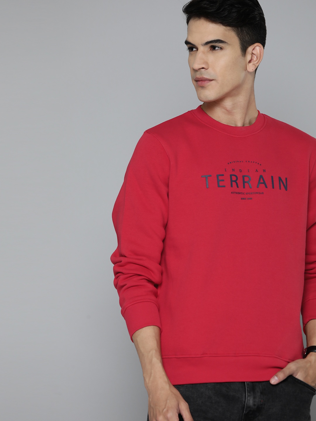 

Indian Terrain Brand Logo Printed Sweatshirt, Red