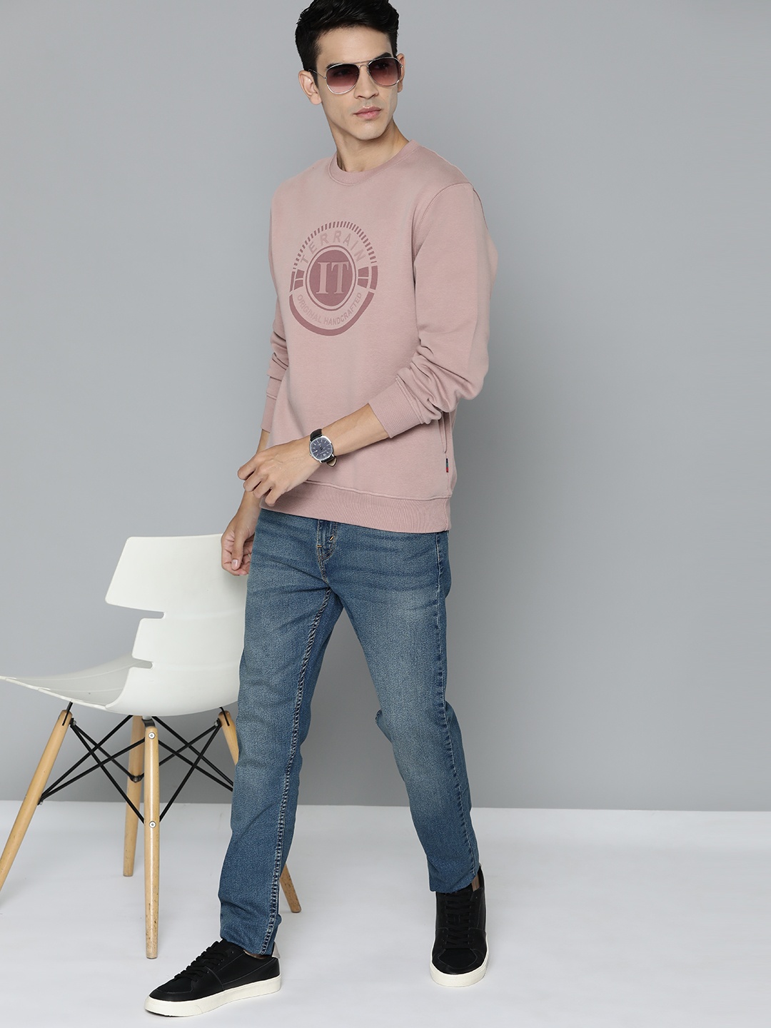 

Indian Terrain Brand Logo Printed Sweatshirt, Rose