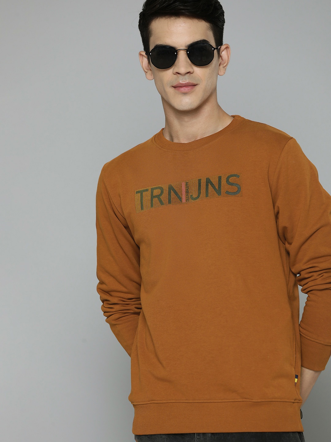 

Indian Terrain Typography Printed Sweatshirt, Brown