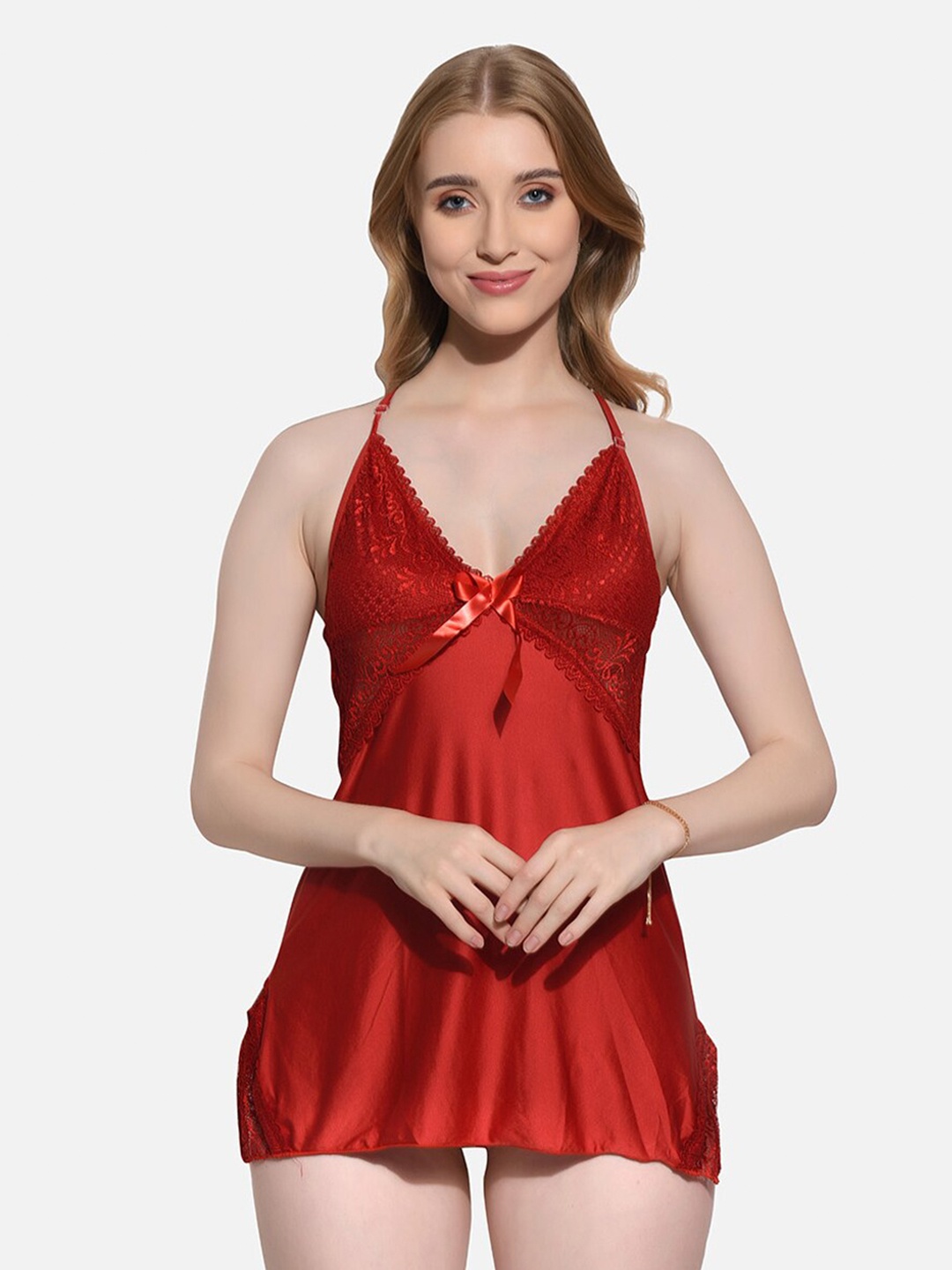 

FIMS Shoulder Straps Net Baby Doll, Red