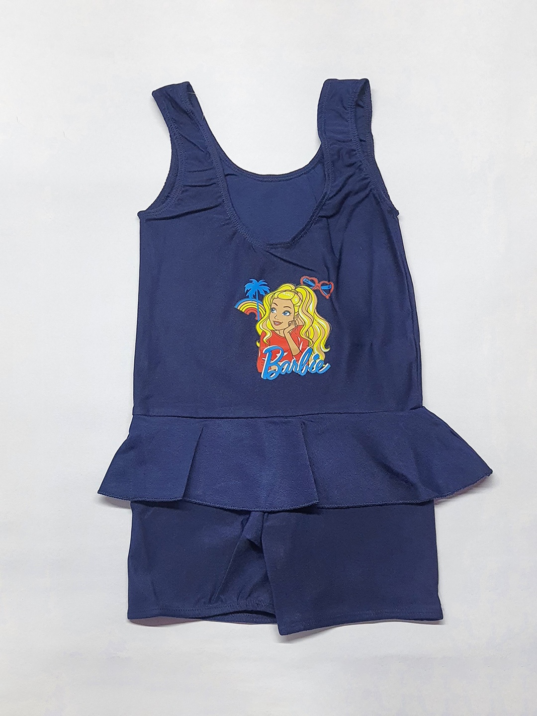 

Apraa & Parma Girls Printed Swimming Dress With Attached Shorts, Navy blue