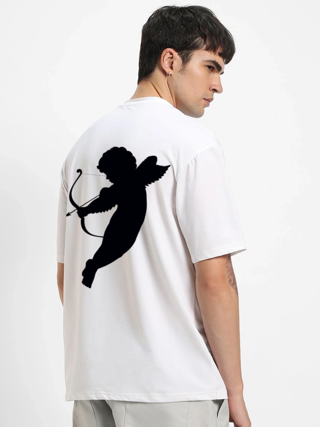 

Elibolz Graphic Printed Oversized Cotton T-shirt, White