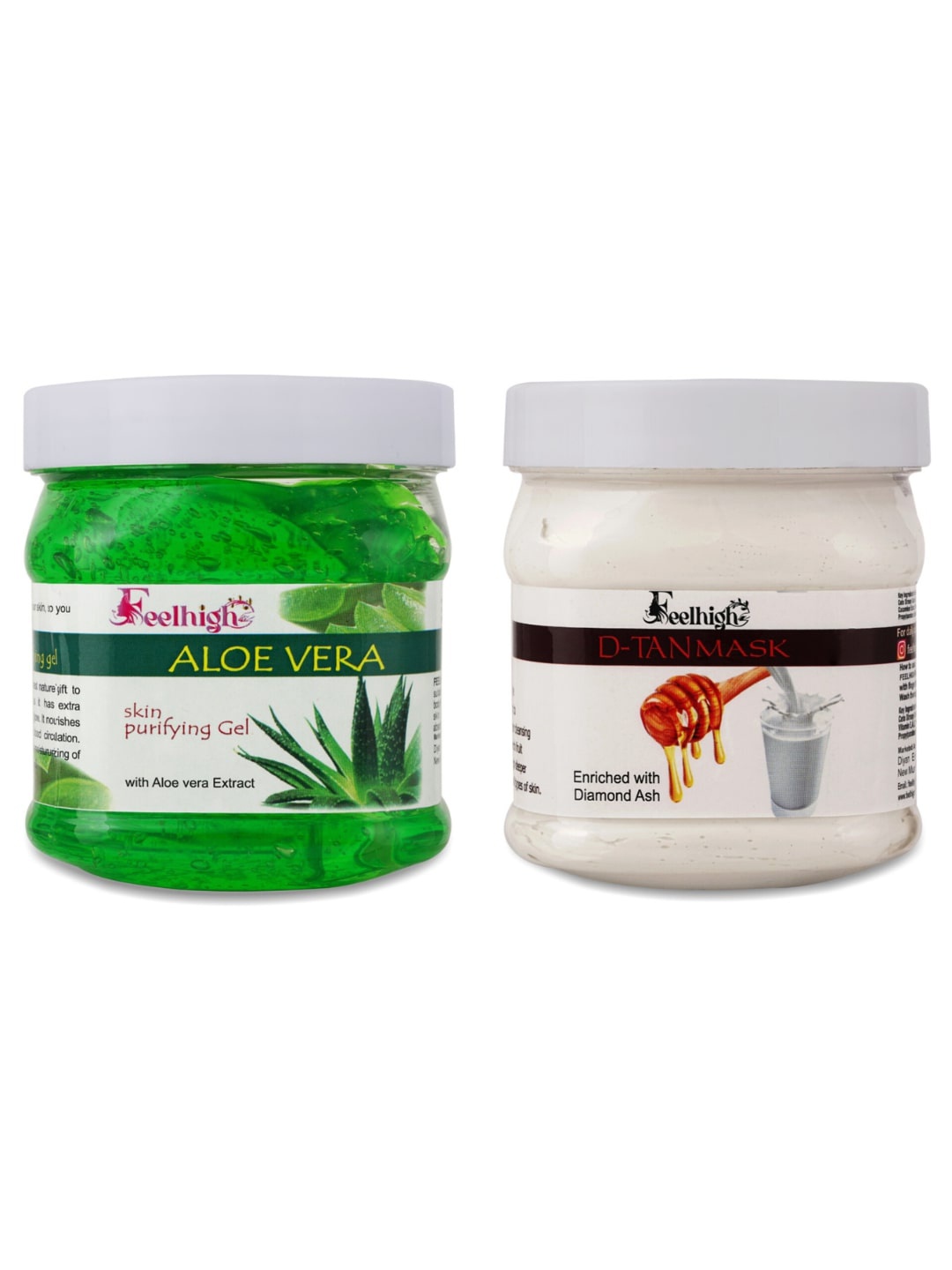 

FEELHIGH Face & Body Aloe Vera Gel and De Tan Mask 500ml each, Multi