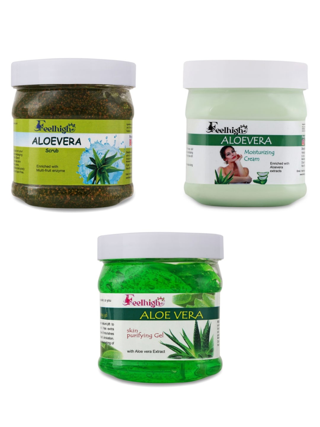 

FEELHIGH Aloevera Scrub with Moisturizing Cream & Skin Purifying Gel, Multi