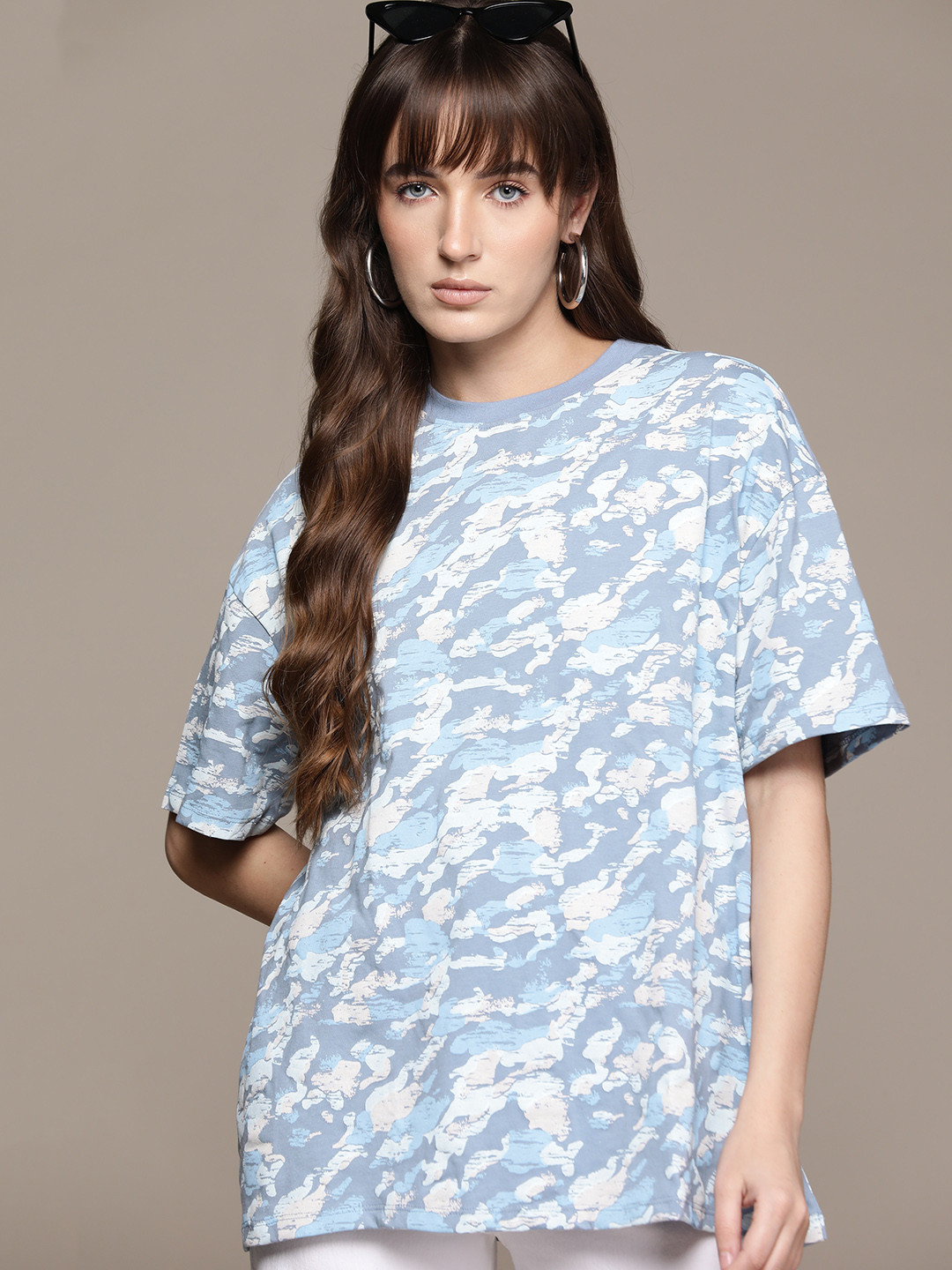 

The Roadster Lifestyle Co. Camouflage Print Boxy T-shirt, Blue