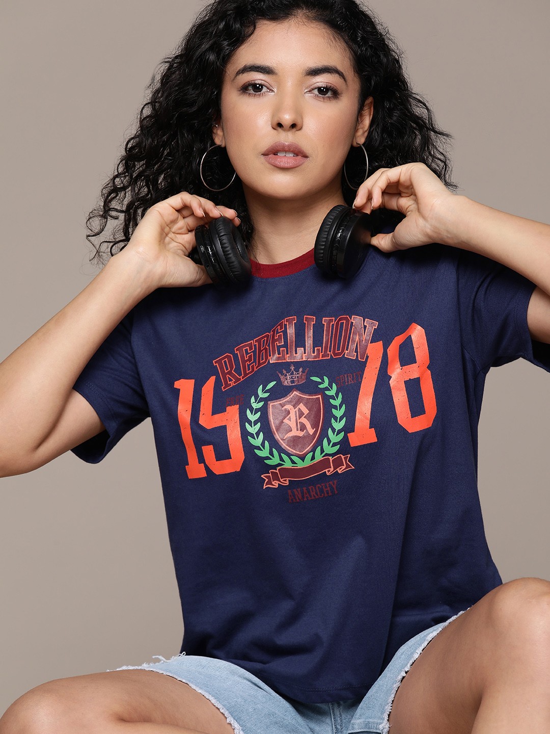 

The Roadster Lifestyle Co. Graphic Printed T-shirt, Navy blue