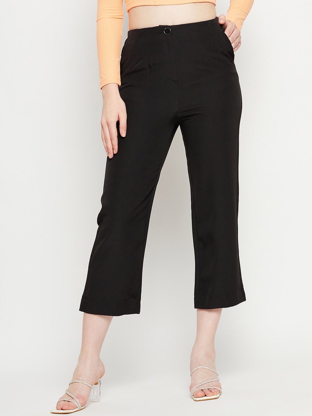 

Madame Women Mid Rise Trousers, Black