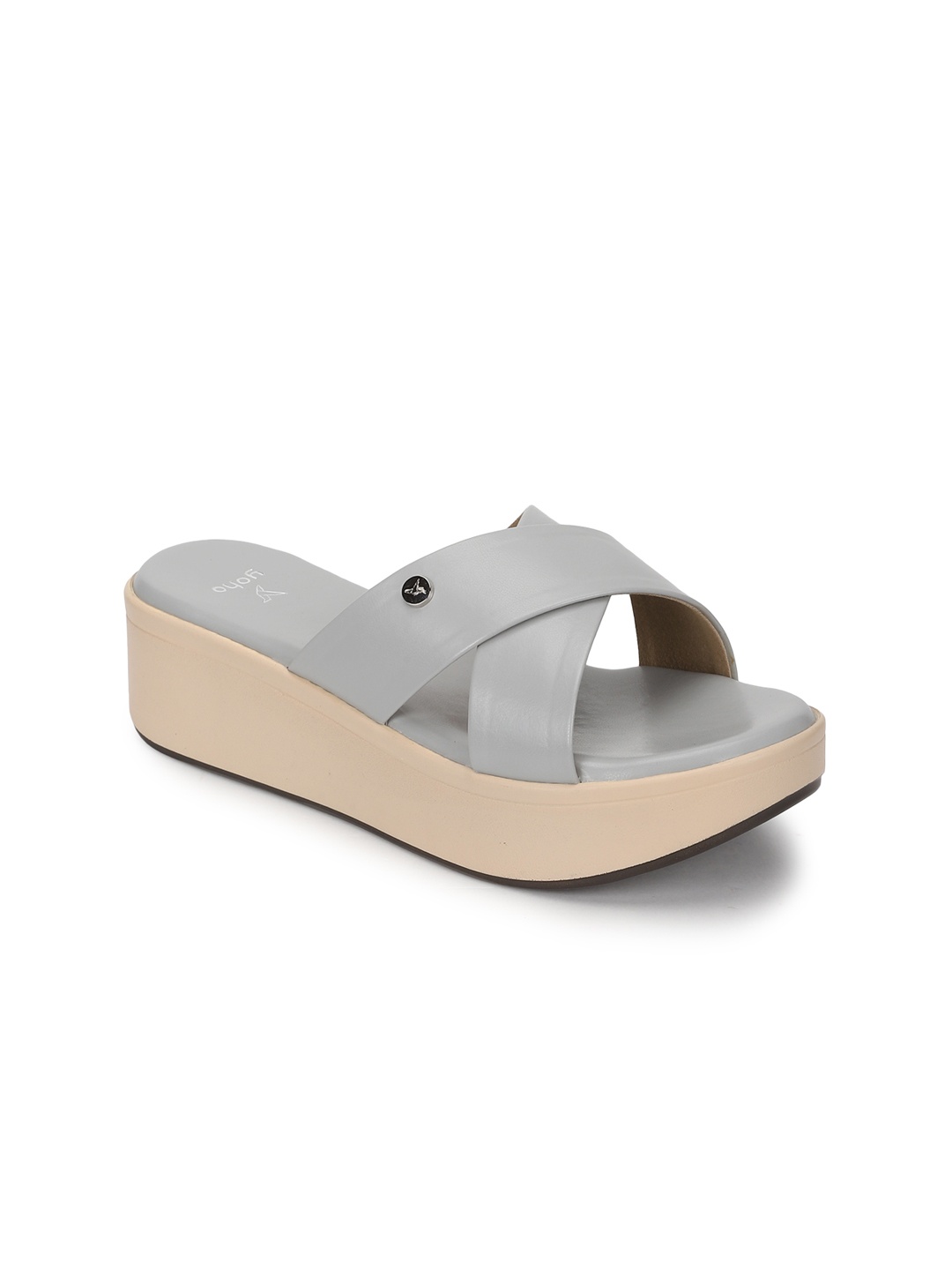 

yoho Women Criss-Cross Flatform Heels, Grey
