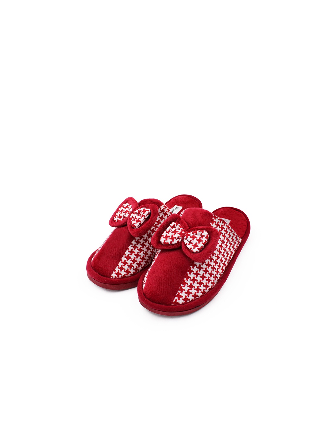 

JENNA Men Comfort Closed Toe Fur Room Slippers, Red